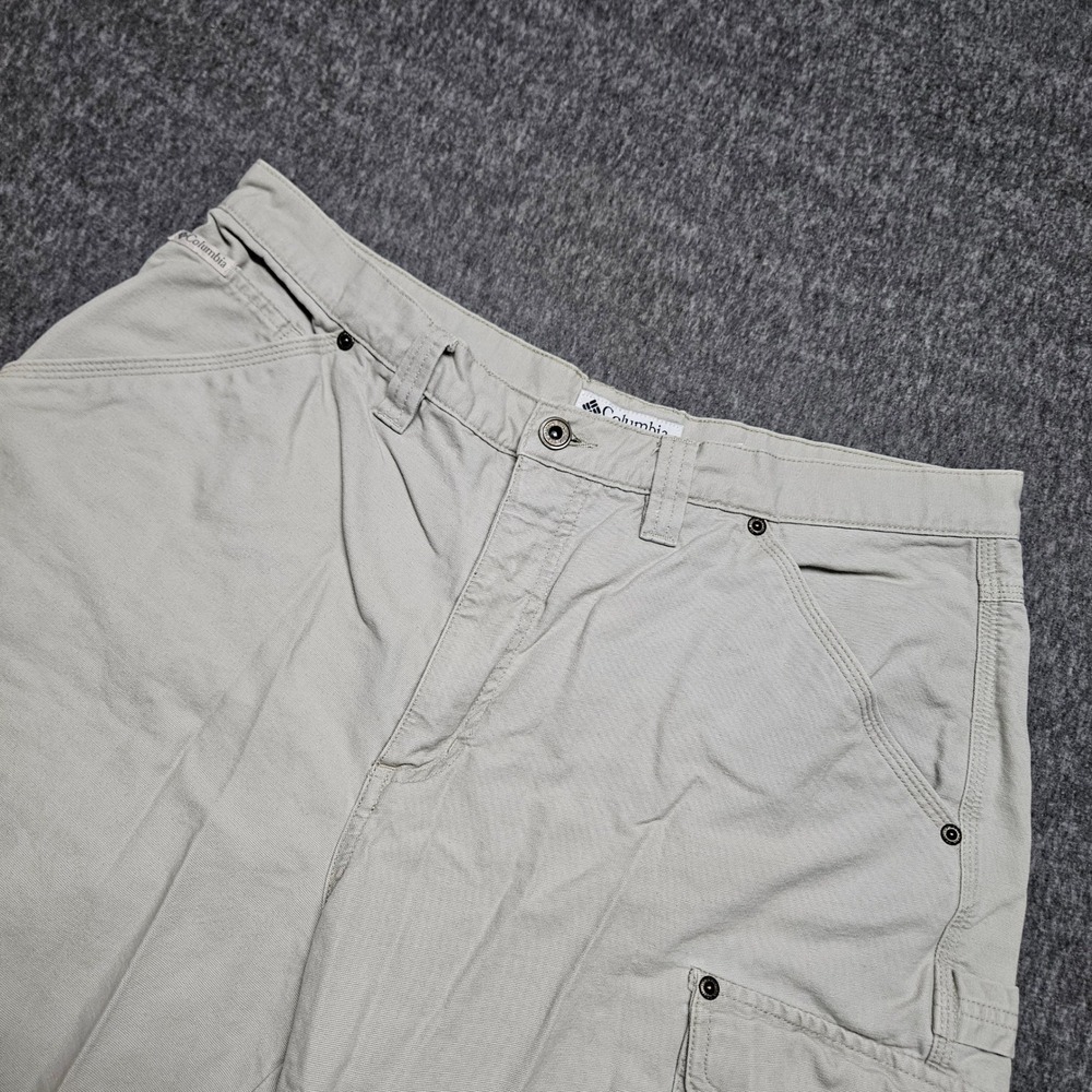 Columbia Cargo Shorts Mens 36 Tan Khaki Cotton Canvas Outdoor Hiking AM4041